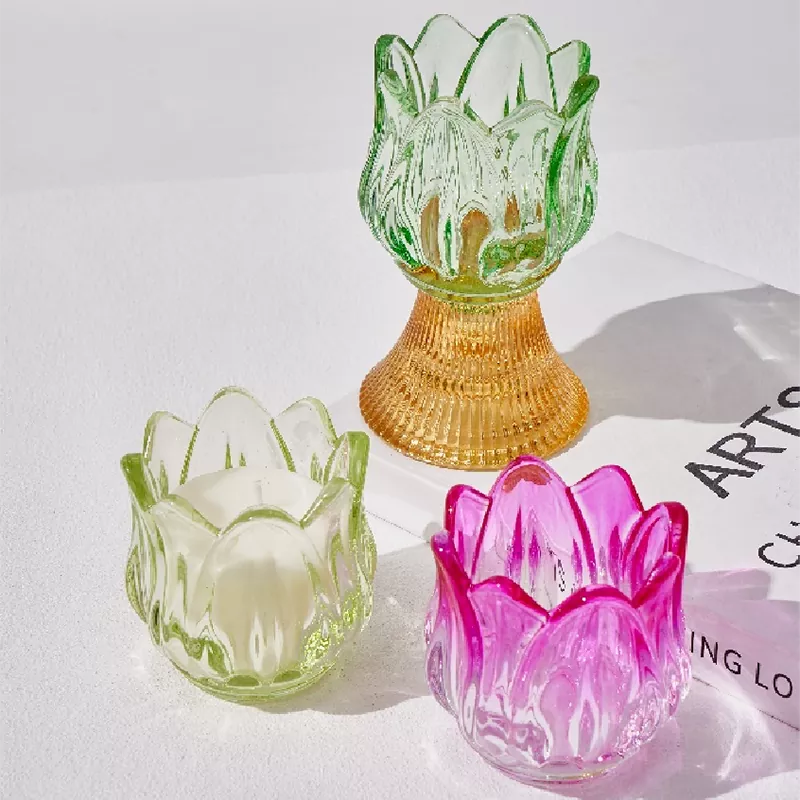 Merveilles daite Florales Candlestick Gloine